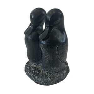 Aardvark Collection Duck Figurine Black Soapstone Carved Sculpture Canada Signed
